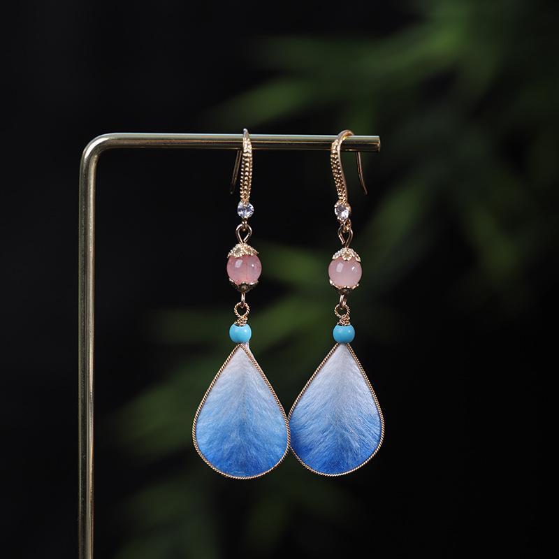 Ronghua Ethnic-style Enamel Dangle Earrings - Retro Chinese Qipao Design