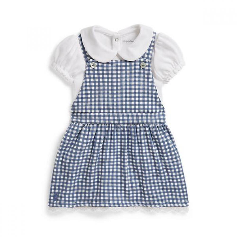 Polo Ralph Lauren Baby Girl Cotton Bodysuit And Gingham Dress Cwpo2stf0520078400 12M