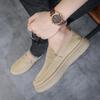 Retro Brown Men's Casual Shoes Suede Leather Loafers Man Comfortable Platform Driving Shoes Men Moccasins