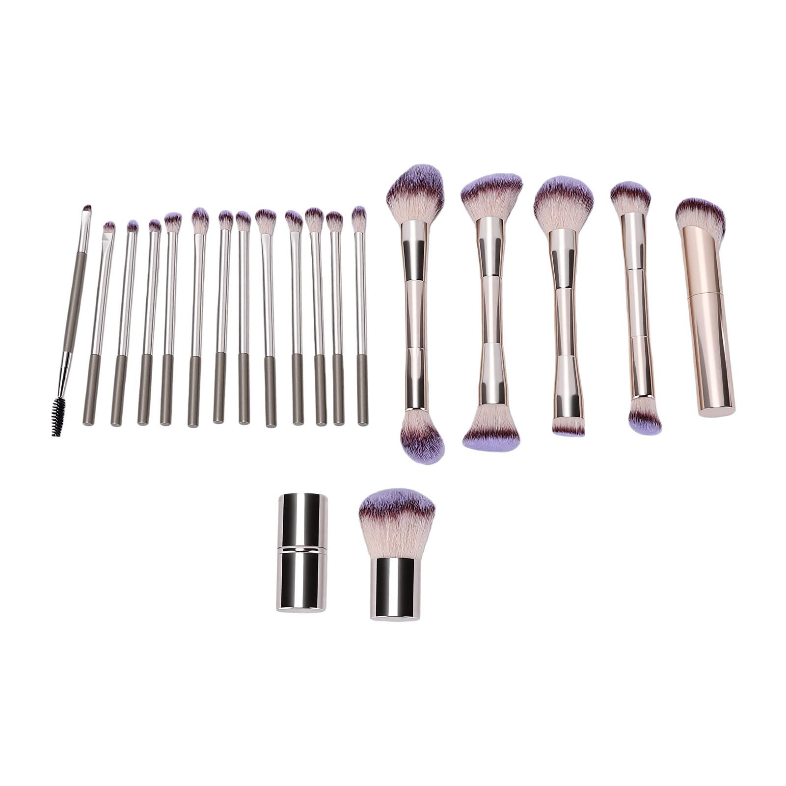 Ensemble de 20 pinceaux de maquillage doux synthétiques tube en aluminium ensemble de pinceaux cosmétiques pour la maison et le voyage