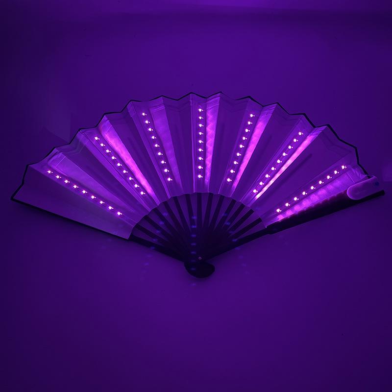 LED Luminous Folding Fan for Stage, KTV, Bar, Nightclub, and Disco – Colorful 6V Prop Fan for Enhanced Atmosphere