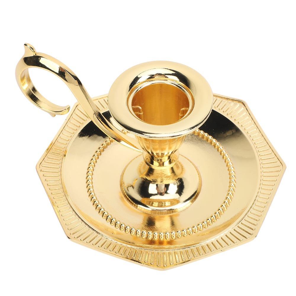 Zinc Alloy Vintage Taper Candle Stick Holder With Drip Catcher Tray Candle Stand  Party Decoration