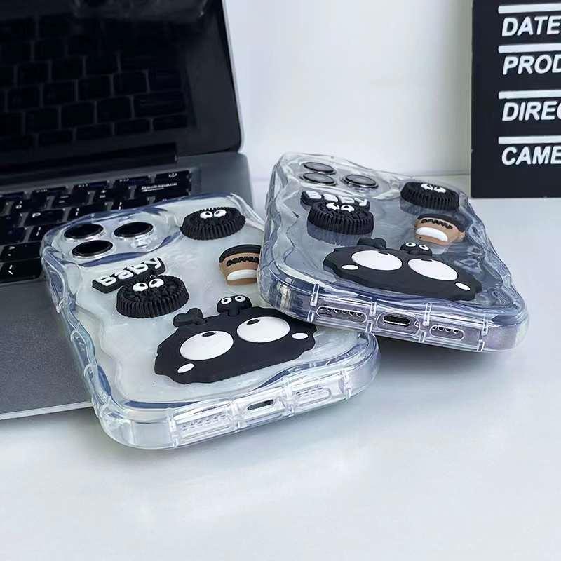 Fashion Drip Glue Genie Coal Ball Phone Case For iPhone 15 14 13 12 Pro Max Shockproof Cover For iPhone 15 14 13 12 Pro