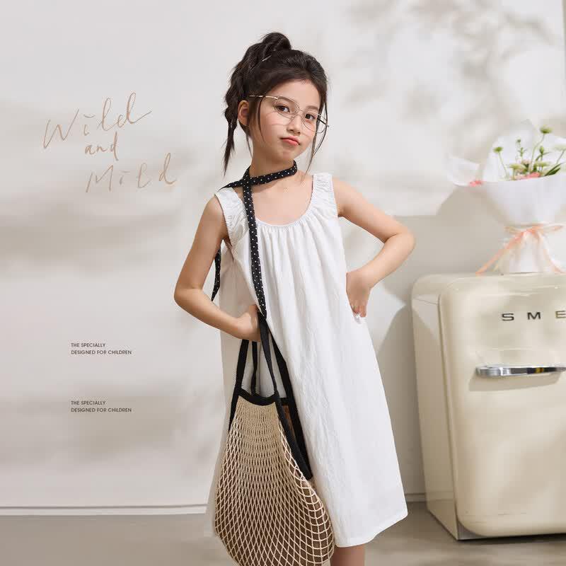Girls 2026 Summer Sleeveless U-Neck Princess Dress 150