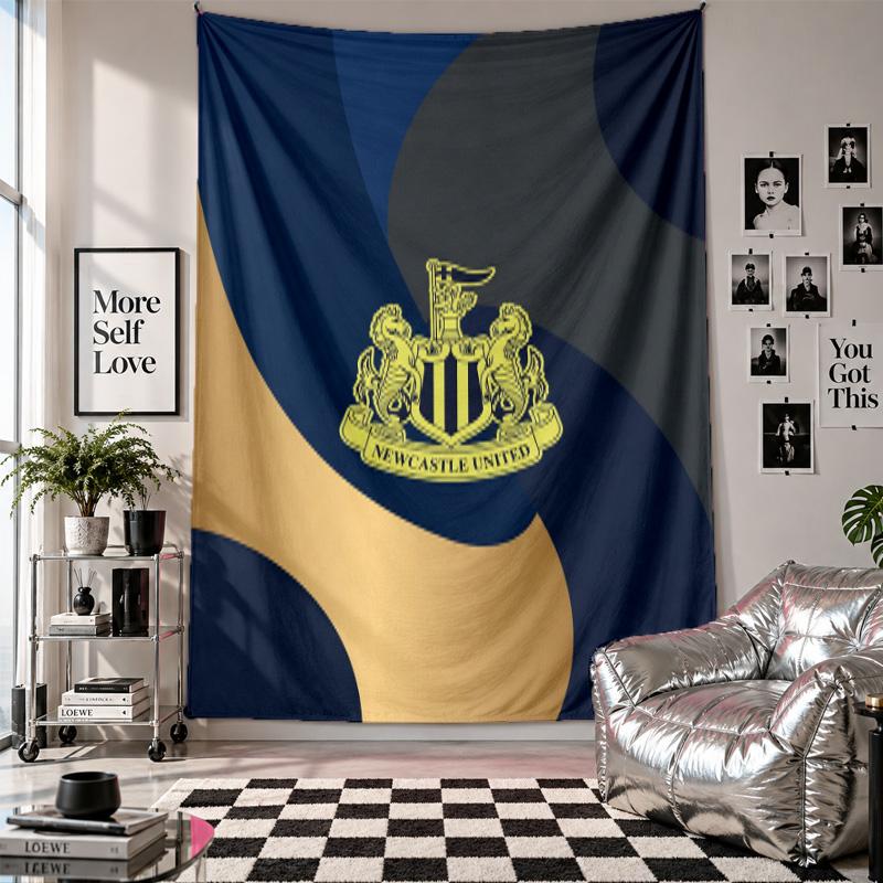 Newcastle United Fußball Wandteppich Heimdekoration Wandbehang Tuch für Schlafzimmer Wohnzimmer Hintergrund