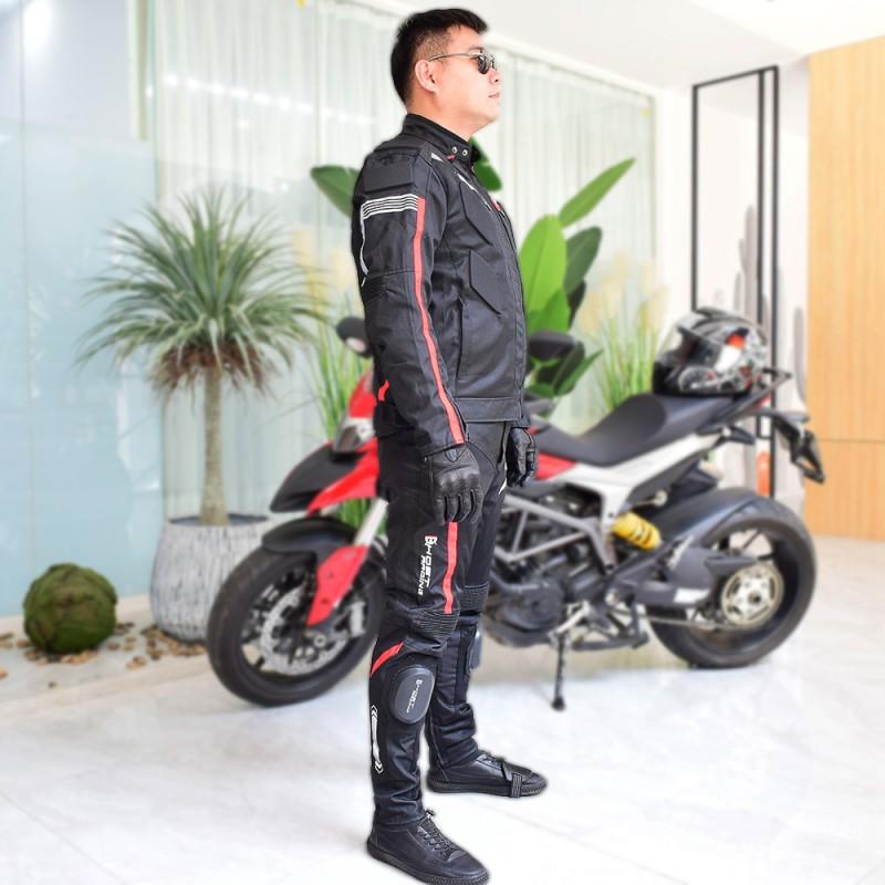 Motorcycle Riding Jacket Pants Set Men Women Breathable Protective Gear Anti-Fall Crash Suit