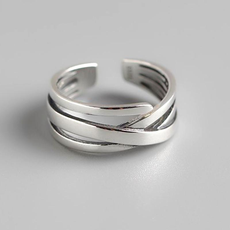 

New Korean Style Irregular Retro Thai Silver Multi-layer 925 Sterling Silver Jewelry Personality Winding Opening Rings TYB482 серебряный