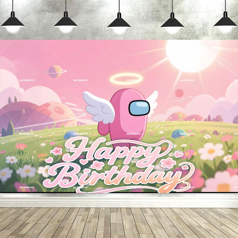 Dewprint Space Social Deduction Game Cartoon Among U Background Kid Birthday Party Decor Supplies Banner Photo Shoot Backdrops633