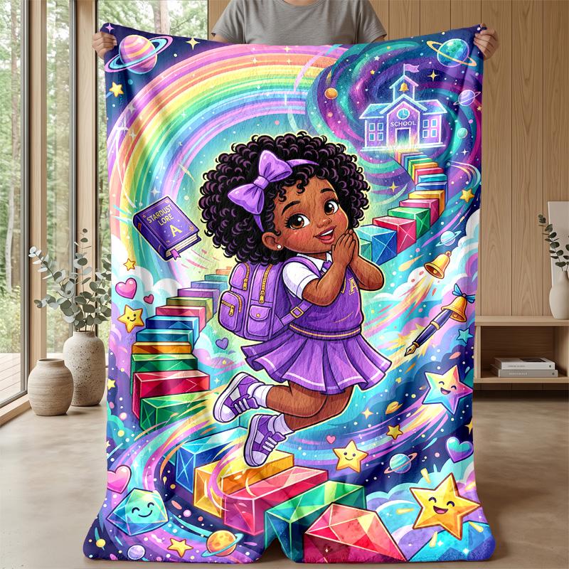 Magical Reading Journey Theme Blanket Lightweight Warm Flannel Blanket Decorative Throw Blanket for Home Decoration
