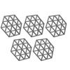 5pc Silicone Hexageon Placemat Heat Insulation Dish Cup Bowl Mat for Dining Table Grey