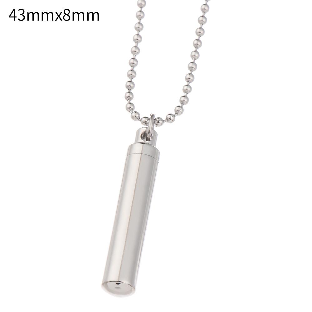 Gift Fashion Jewelry Beads Chain Perfume Vial Pendant Openable Cylindrical Tube Wishing Bottle Necklace Stainless Steel