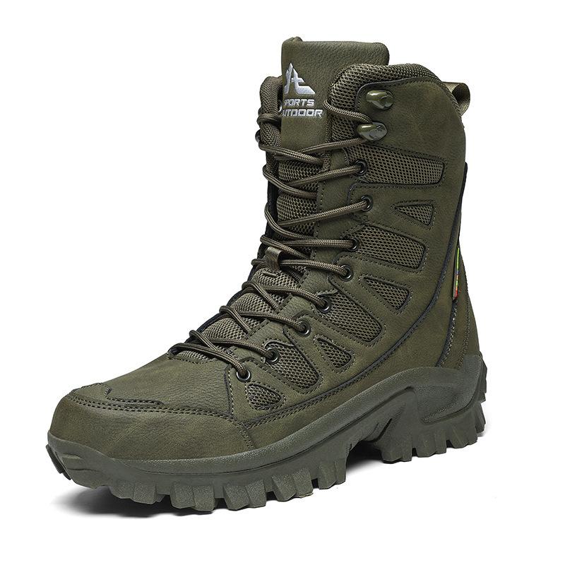 Outdoor New High-top Hiking Shoes Outdoor Platform Combat Training Military Boots Extra Large Size Wide Head Hiking Shoes