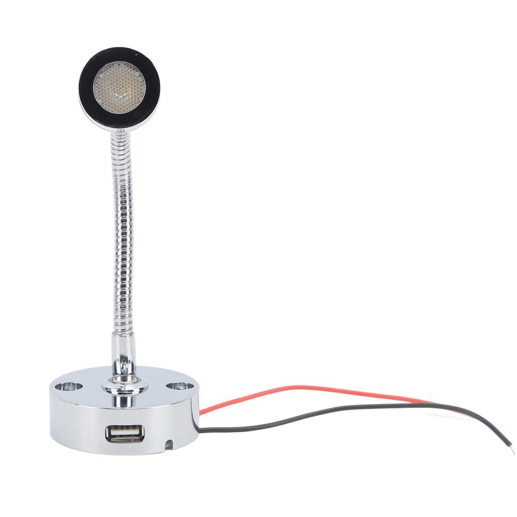 RV Reading Light LED Chrome Indoor Bedside Lamp Boat Yacht USB 3 Adjustable Light Color Touch Lamp D