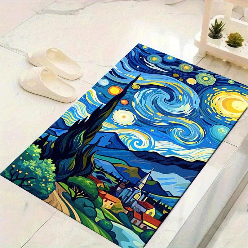 1pc Wonderful Starry Sky Pattern Area Rug, Anti Slip Non Shedding Stain Resistant Carpet