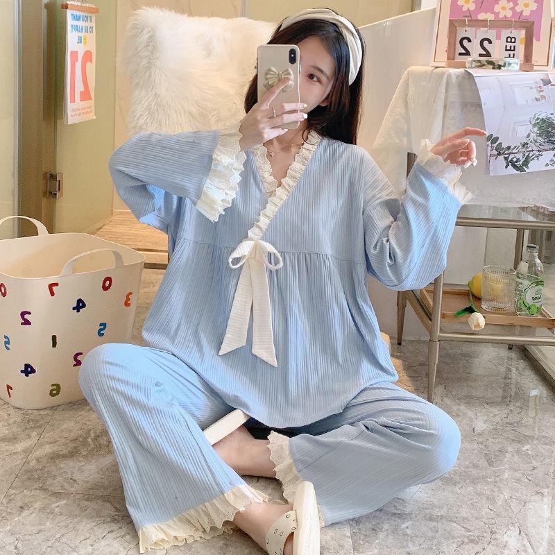 Autumn and Winter Women's Pajamas Solid Color Pajamas Women's Pajamas Home Clothes Home Clothes