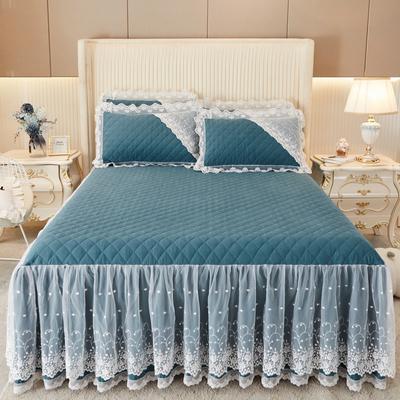 Solid Color Sanding Lace Bed Skirt One-Piece Thick Quilted Bedspread Mattress Cover Three-Piece Bedding Set