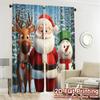 2pcs,Curtains Cute Santa Claus with Reindeer Snowman (2) Fashionable Popular Curtains Semi-Sheer Curtains Decorations Inside