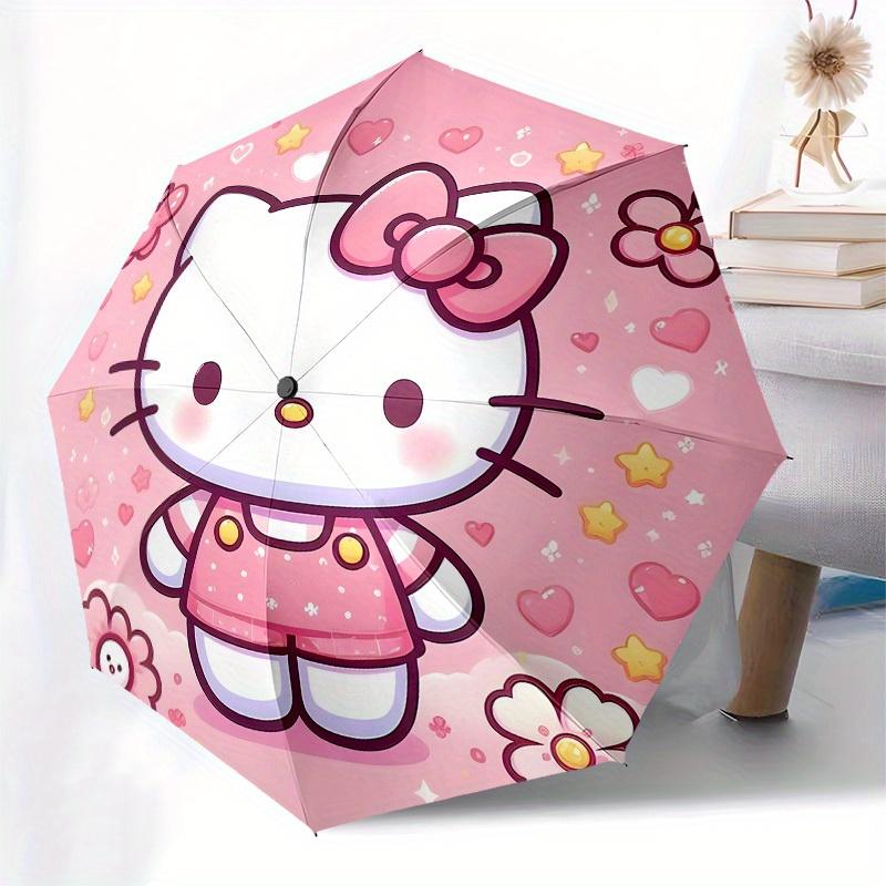1pc Hello Kitty Pink Background Umbrella with Plastic Handle,Suitable for All Seasons Home Travel Outdoor UmbrellaSanlio003