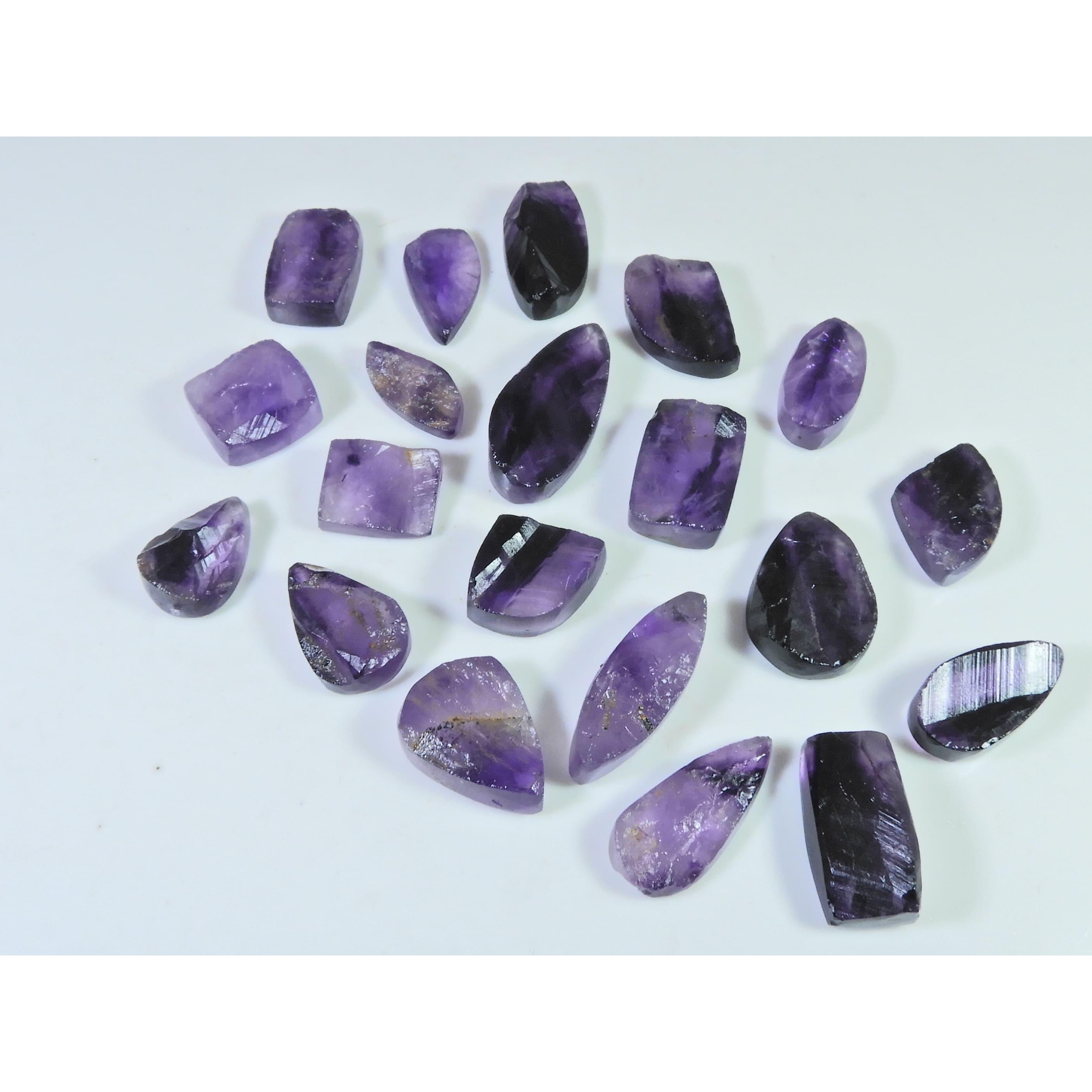 256Cts. Natural Amethyst Druzy Mix Cabochon Loose Gemstone 20Pcs Lot 18-28MM C-1235