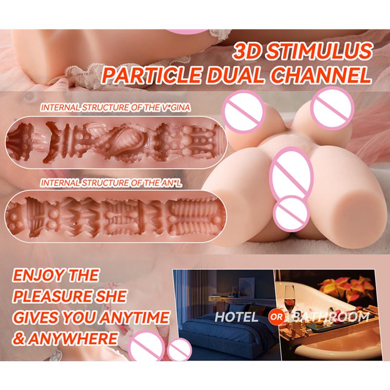 3D Realistic Sex Doll Male Masturbator with Realistic Boobs Vagina, Dual Channel Pussy Pussy Ass Masturbator Toys