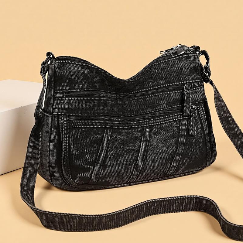 Middle-Aged Mother's Bag Denim Bag Women's Multi-Compartment Shoulder Bag