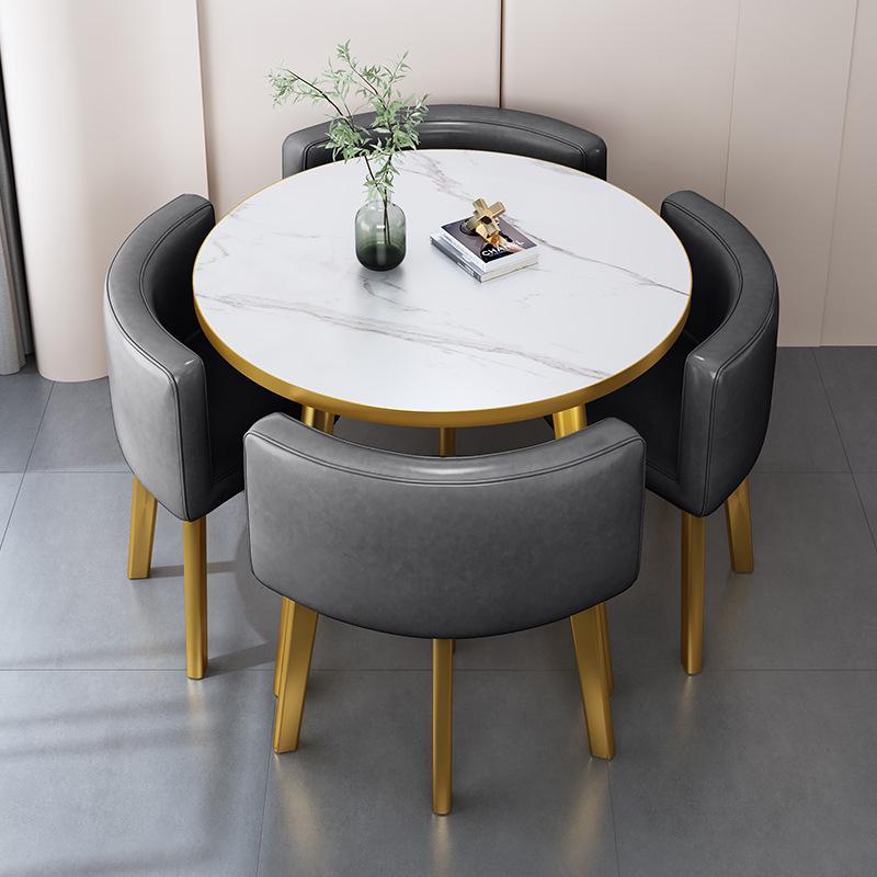 Modern Reception & Meeting Table Set: Office & Leisure Round or Square Dining Table with Chairs.