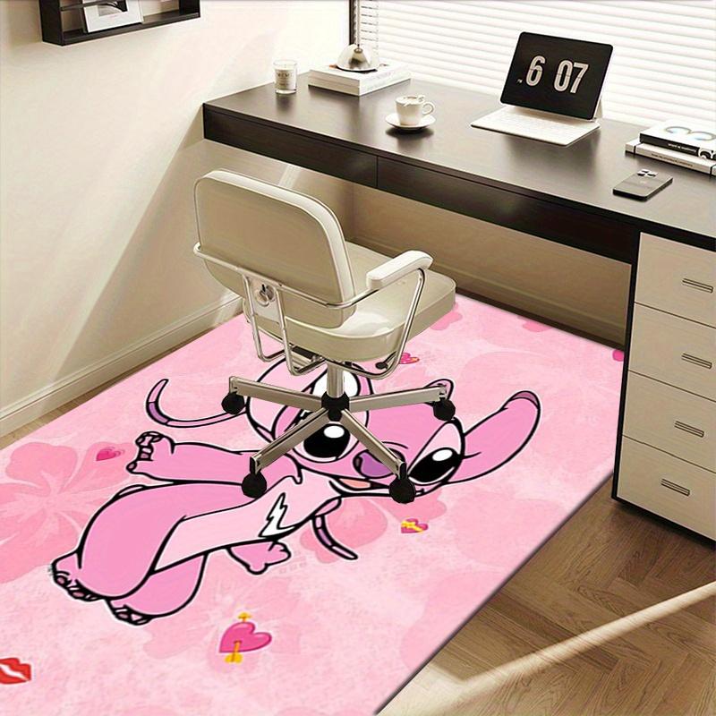 Office Rug Stitch, Pink theme 3D Printed Anti-Slip Rug-Machine Washable for Living Room
