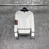 TIME BREATHE Women's Early Spring V-neck Red/Black Four-Stripe Cardigan Sweater: Casual, Versatile Knitwear