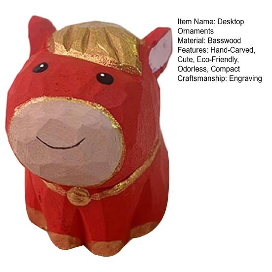 Hand-Carved Small Horse Figurines Craft Wooden Horse Figurine with Base Cute Animal Desktop Decor Gift for Animal Lovers