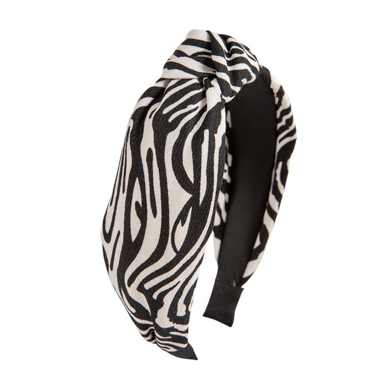 Fashion Women's Zebra Print Cloth Headband With Center Knot Girls Daily Casual Hair Accessory