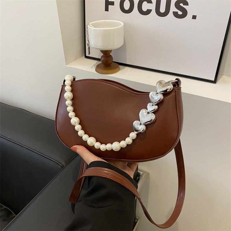 Premium Pearl Small Bag Women's 2025 New Korean Version Niche Design Fashion Shoulder Underarm Bag Chain Messenger Bag