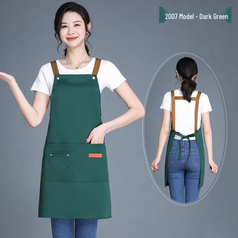 Adjustable Waterproof & Oil-proof Printed Apron with Logo and Text, Thickened Material, Stain-resistant, with Neck Strap.