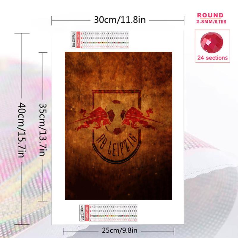 RB leipzig logo Pattern 3pcs 100% Round Full Drill 5D DIY Diamond Painting Embroidery Cross Stitch Rhinestone Décor