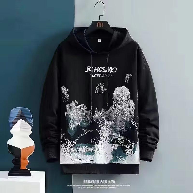 Men's Korean Style Hooded Sweatshirt - Autumn/Winter Loose & Trendy Velvet Casual Top