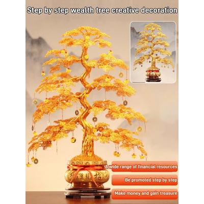 30 x 25 cm Reichtumsbaum, kreative Dekoration, Glücksbaum, chinesischer Feng Shui-Glücksbaum, Geldbaum, Glücksbaum für Schreibtisch-Ornament-Dekore