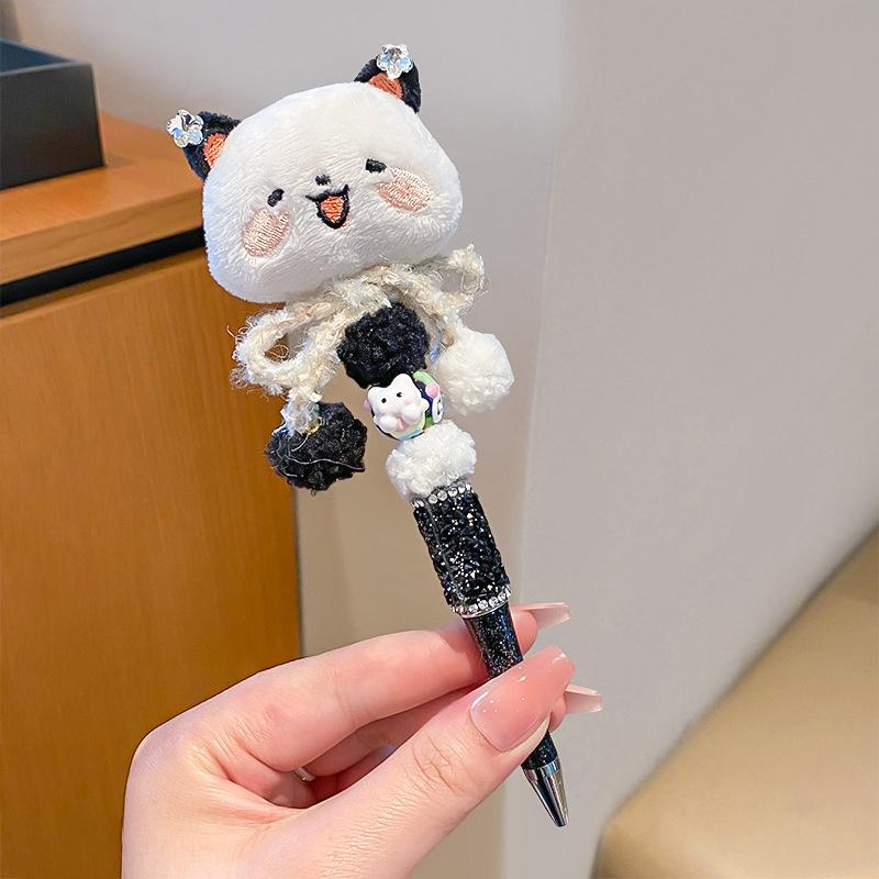Kawaii Cartoon Pen Cute Bead String Pen  Flash Diamond Rotating Neutral Pen Writing Smooth Ballpoint Pen Birthday Gift