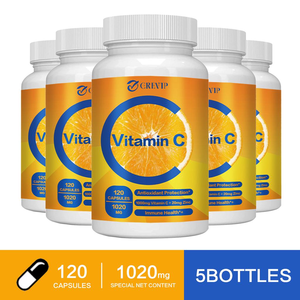 Vitamin C + Zinc Complex Capsules, 1020 Mg Per Serving, High Concentration Ratio, for Adults To Enhance Immunity.