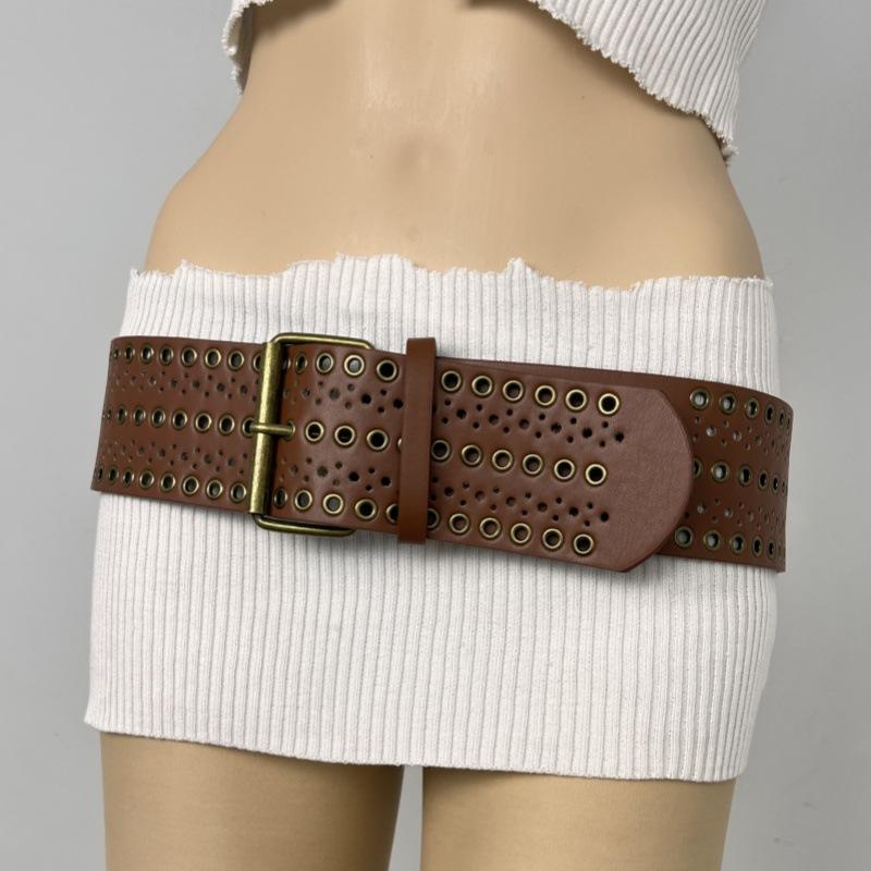 New 72k Air-eye Hollowed-out Wide Belt, Millennium Spice Girl's Personalized and Fashionable Belt, Ebay Versatile Belt