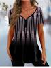 2025 Splicing Style Women's T-Shirt Casual 3d Print T-Shirt Casual Harajuku Fashion Short Sleeve V-Neck Oversized Clothing