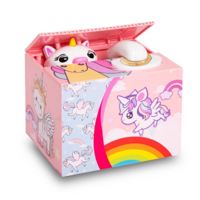 Einhorn-Sparschwein mit handgefertigtem Harz-Cartoon-Design für Kinder und als Geschenk