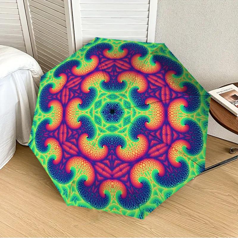 1pc Psychedelic Mandala Automatic Open/Close Umbrella, Formal Events - Ideal Gift for Family or Friends, Outdoor Accessory yy251211247