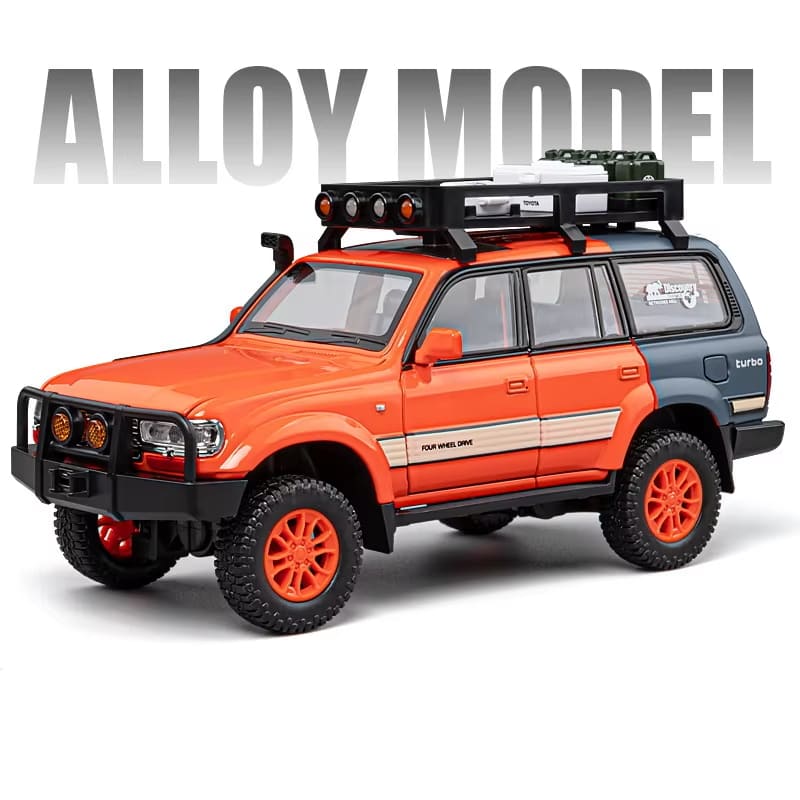 New 1:24 Toyota Land Cruiser LC80 Alloy Car Model Die-cast Metal Toy Off-road Vehicle Car Model Simulation Sound and  Light Children's Gift