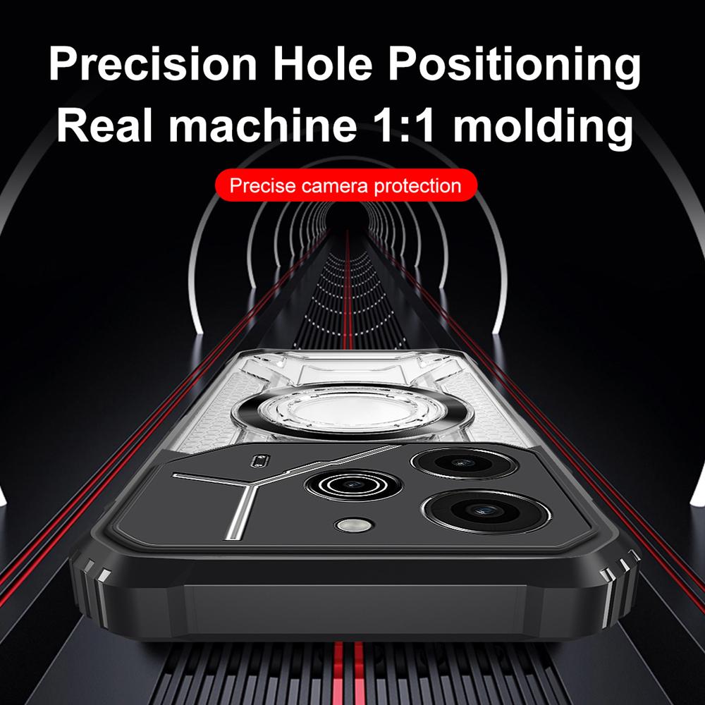 KEYSION Transparent Magnetic Case for TECNO Pova 5 Pro 5G Silicone+PC Heavy Duty Shockproof Phone Cover for for Tecno Pova 5 5G