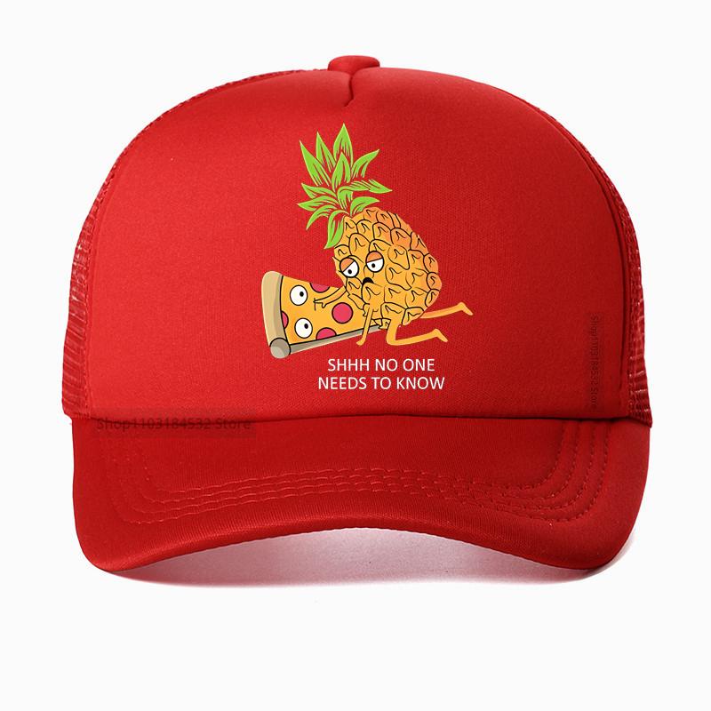 Pineapple Belongs On Pizza Funny Food Pun Baseball Cap Birthday Gift For Men Adult Summer Mesh Breathable Hat