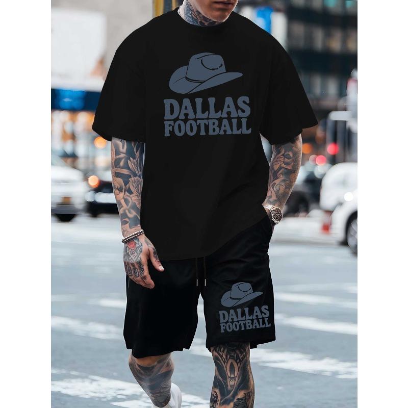 European Size Dallas Football Men's Latest Trendy Short-sleeved T-shirts Summer Fashion Print European and American Men Casual Sports Loose T-shirts