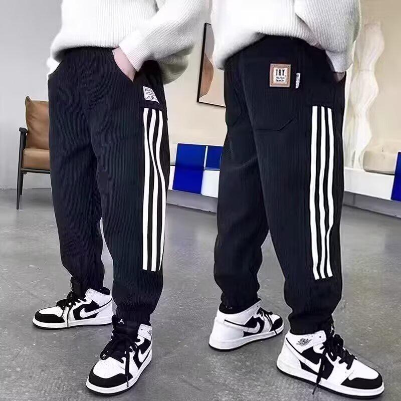 Randiga vardagsmysbyxor för pojkar - Vår-, Höst-, Vinterstilar