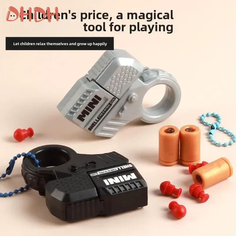 New Decompression Toy Gun Throwing Shell Bullet Gun Fingertip Gyroscope Can Fire Soft Bullet Plastic Finger Gun Decorative Chain