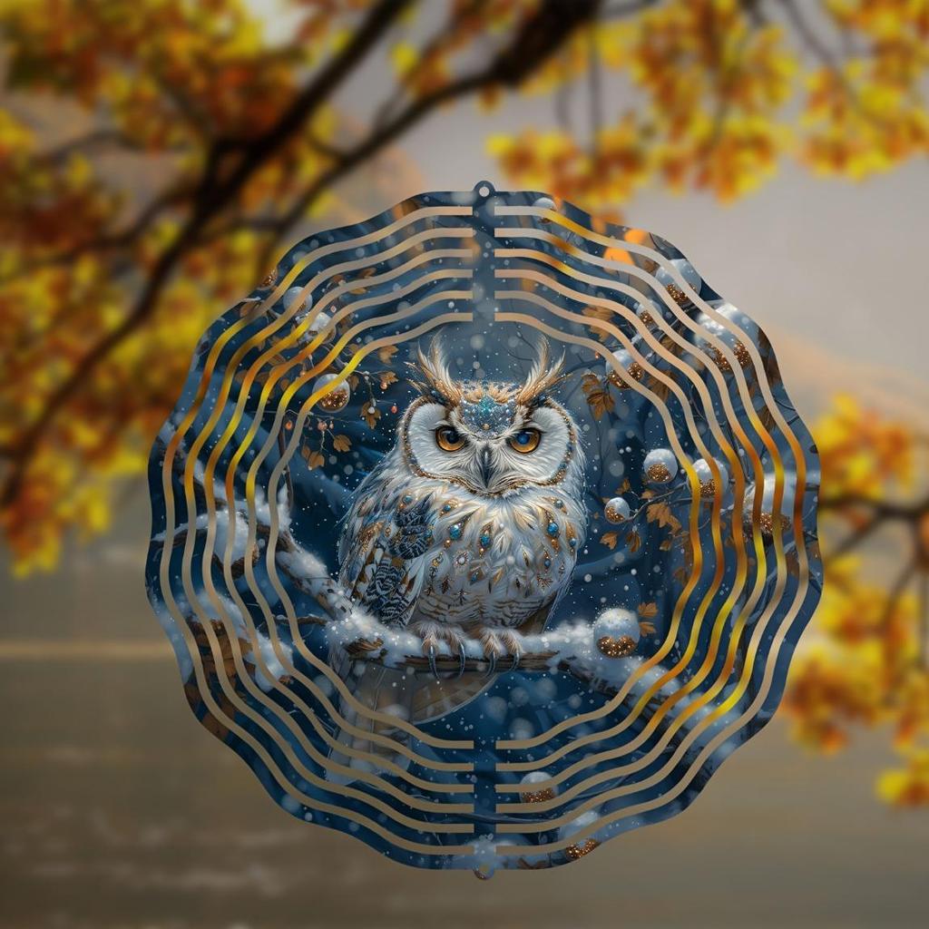 25,4 Zoll Eule Windspiel Metall Hängedekor für Garten Terrasse Fenster Innen Außen Kein Strom benötigt Weihnachtsgeschenk