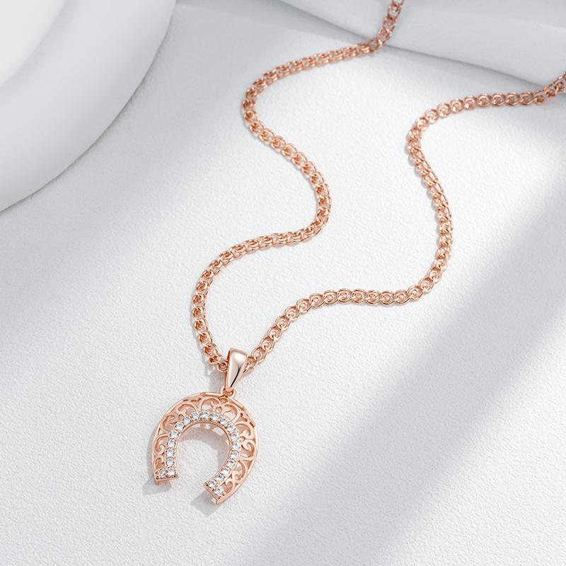 Kienl   Roségoldfarbene lange Anhängerkette für Damen Kristallblume Naturzirkon-Accessoires Täglicher Vintage-Schmuck