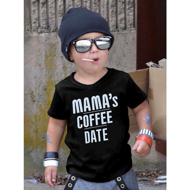 

European size boys round-neck short-sleeved T-shirt with unique English patterns 98cm чёрный